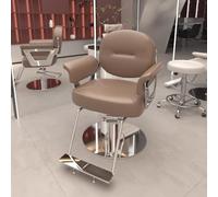 Sedia da Salone idraulica Professionale - Trono per Lo Styling Regolabile a 360° con Schiuma Ortopedica e Pelle Premium per studi di Bellezza,Marrone,B