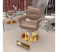 Sedia da Salone idraulica Professionale - Trono per Lo Styling Regolabile a 360° con Schiuma Ortopedica e Pelle Premium per studi di Bellezza,Marrone,C