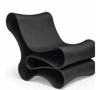 Sedia da salotto moderna con nastro, sedia moderna curva in resina con design scultoreo, mobili in fibra di vetro di alta qualità (nero)
