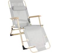 Sedia da salotto pieghevole portatile con reclinabile regolabile e supporto poggiatesta per il comfort del patio esterno, può contenere fino a 150 kg