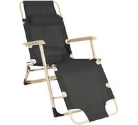 Sedia da salotto pieghevole portatile con reclinabile regolabile e supporto poggiatesta per il comfort del patio esterno, può contenere fino a 150 kg