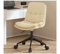 ANram Sedia da scrivania ergonomica in pelle, sedie da lavoro per computer da ufficio senza braccioli girevoli a 360°, sedia da toeletta imbottita ad altezza regolabile, sedia con rotelle