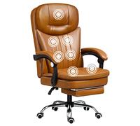 Sedia da scrivania ergonomica per massaggi con massaggio a 7 punti, poggiapiedi, materiale PU, design girevole a rullo, include cuscino lombare