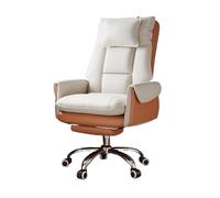 Sedia da scrivania for soggiorno, sedia da ufficio con schienale reclinabile, sedile sollevabile mobile, design con poggiatesta indipendente, adatta for ufficio, soggiorno(White-orange)