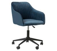 Sedia da scrivania in tessuto con ruote in velluto blu Venice