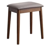 Sedia da scrivania minimalista in legno massello di gomma con comodo cuscino design compatto per piccoli spazi disponibile in marrone e forme quadrate o rotonde.