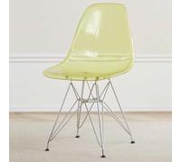 Sedia da scrivania moderna in acrilico trasparente, con schienale curvo, struttura in metallo resistente, supporta fino a 200 kg, elegante colore giallo per piccoli spazi