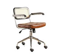 Sedia da scrivania moderna in pelle gialla con schienale in rattan poltrona girevole regolabile in altezza per casa ufficio camera da letto soggiorno sedia da lavoro imbottita capitonné per computer