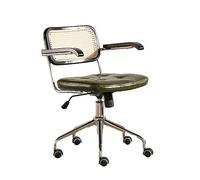 Sedia da scrivania moderna in pelle gialla con schienale in rattan poltrona girevole regolabile in altezza per casa ufficio camera da letto soggiorno sedia da lavoro imbottita capitonné per computer