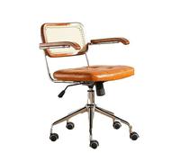 Sedia da scrivania moderna in pelle gialla con schienale in rattan poltrona girevole regolabile in altezza per casa ufficio camera da letto soggiorno sedia da lavoro imbottita capitonné per computer