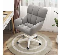 Sedia da scrivania moderna in velluto girevole con altezza regolabile e base bianca, elegante sedia da ufficio per studio, soggiorno, camera da letto, sedia rotonda solida con ruote