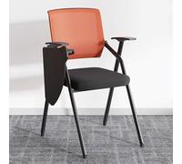 Sedia da scrivania pieghevole for computer, sedia ergonomica for studenti con scrivania annessa, sedie for ospiti e sedie for reception for ufficio, scuola, sala d'attesa for conferenze(Orange)