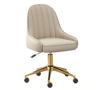 Sedia da scrivania, sedia da camera in pelle PU sedia girevole regolabile per computer sedie da toeletta per camera da letto/sala studio per ragazze (Beige)