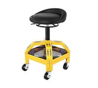 Sedia da sgabello da meccanico con sedile girevole con vassoio portautensili Sgabello da garage girevole regolabile da 300 libbre for riparazione auto da officina(Yellow Square Tray)