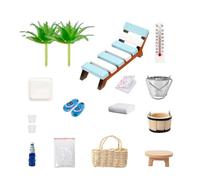 Sedia da spiaggia ergonomica in miniatura in legno per casa di bambole decorazione scena per vacanze spiaggia sauna Display Impostazione accessori per la casa delle bambole