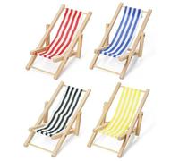 Sedia da spiaggia in miniatura, 4 pezzi, 1:12 decorazione in legno, sedia a sdraio per bambole, Landscape Decoration, mobili da giardino in miniatura, mini decorazione in legno, per Casa delle Bambole