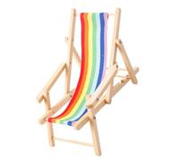 Sedia da spiaggia in miniatura con design di colore arcobaleno amichevole sedia da salotto per 1/12 mobili per la casa delle bambole in legno accessori