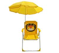 Sedia da spiaggia per bambini con ombrello pieghevole e sedia da campeggio con ombra estiva per spiaggia, piscina, viaggi e all'aperto, giallo