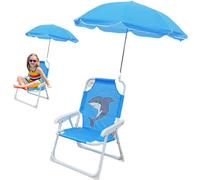Sedia da spiaggia per bambini con ombrellone Sedia da campeggio pieghevole per bambini Spiaggia in poliestere impermeabile con parasole Blu per all'aperto per viaggi in piscina con ombrello
