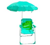 Sedia da spiaggia per bambini con ombrellone, sedia da esterno pieghevole per bambini con parasole con stampa panda per gite in giardino nel parco, campeggio nel patio, verde