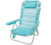 Sedia da spiaggia pieghevole con cuscino, Sedia multiposizione, 5 posizioni, 48x46x84 cm, altezza seduta 21 cm, peso massimo 100 kg, struttura rinforzata, alluminio e PVC, Aktive Spiaggia