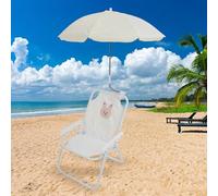 Sedia da Spiaggia Pieghevole per Bambini con Ombrellone, Portatile e Leggera per Vacanze al Mare, Campeggio, Picnic - Seduta Comoda con Stampa Animalier Cartone Animato