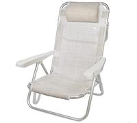 Sedia da spiaggia reclinabile, sedia multiposizione, 5 posizioni, altezza seduta 21 cm, 48x46x84 cm, con maniglia per il trasporto, beige, Aktive Spiaggia