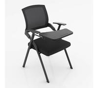 Sedia da studente con scrivania collegata, sedia da scrivania pieghevole impilabile for computer, sedia a incastro for ospiti in rete for sala conferenze, for sala conferenze, riunioni(BLACK)