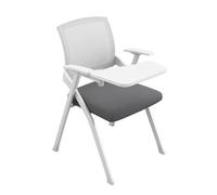 Sedia da studente pieghevole for scrivania da computer con tavoletta for braccioli for tablet, sedie da allenamento commerciali con sedile ergonomico imbottito for casa, scuola, feste, chiesa(White)