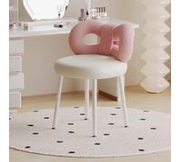 Sedia da toeletta con schienale, senza braccioli, in velluto, per trucco, casa, ufficio, con gambe in metallo, sgabello per camera da letto, soggiorno, spogliatoio (rosa)
