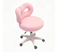 Sedia Da Toeletta Girevole A 360°, Sgabello Da Toeletta Ergonomico | Schienale a forma di arco, base in acciaio al carbonio, adatto for camere da letto, soggiorni, spogliatoi(Pink)