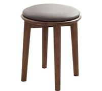 Sedia da toeletta minimalista in legno massello della gomma con cuscino in spugna, confortevole, design a piccoli spazi, disponibile in 2 colori e forme (marrone rotondo)