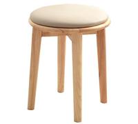 Sedia da toeletta minimalista, in legno massello di gomma, sgabello con spugna, comoda, per piccoli spazi, 2 colori e forme, perfetta per l'arredamento della camera da letto (rotondo naturale)