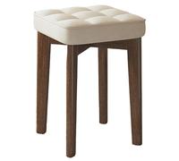 Sedia da toeletta moderna beige in legno di gomma, comoda, versatile per camera da letto e spogliatoio, disponibile in 10 colori alla moda