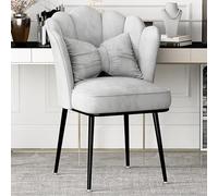 Sedia da toeletta moderna in velluto - Elegante sedia da scrivania for ufficio senza ruote Sedia da trucco imbottita carina Sedia da pranzo in stile for camera da letto Soggiorno Cucina(Grey1)