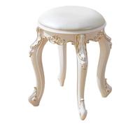Sedia da toeletta vintage in stile scandinavo per camera da letto, altezza seduta 43 cm, sgabello imbottito per trucco, sgabello portatile per soggiorno, piccoli spazi, in pelle PU blu con gambe