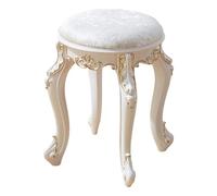 Sedia da toeletta vintage in stile scandinavo per camera da letto, altezza seduta 43 cm, sgabello imbottito per trucco, sgabello portatile per soggiorno, piccoli spazi, in pelle PU blu con gambe