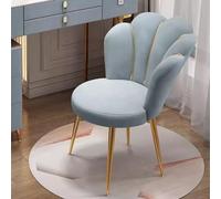 Sedia da toilette in velluto con gambe in metallo dorato, sedia per il trucco per camera da letto, tempo libero, sgabello da toilette, per soggiorno e caffè (Haze Blue)