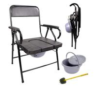 Sedia da toilette Obesity Comodino Sedia Pieghevole Toilette Portatile Sgabello da Bagno Incinta for un Facile Trasferimento con Secchio/Coperchio for Cuscino Imbottito Sicurezza nel bagno