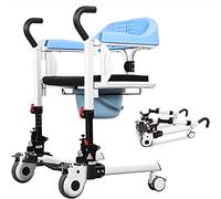 Sedia da Toilette Pieghevole, Sedia a Rotelle Multifunzionale 4 in 1 Sedia di Trasferimento Pieghevole, Ascensore per Infermieristica Regolabile per i Pazienti, Sedia da Toilette con Ruote Sedia