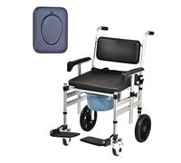 Sedia da Toilette Portatile con 4 Ruote,Sedia WC Pieghevole con Secchio per WC,Regolabile in Altezza con Bracciolo e WC,Capacità di Carico 120 kg,Sedia da Doccia per Anziani,Disabili (B)