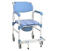 Sedia da toilette portatile con ruote e cuscino per anziani e disabili