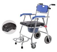 Sedia da toilette Sedia a rotelle 3 in 1 sopra il WC Comodino pieghevole da comodino Sedile da doccia Panca for doccia con poggiapiedi Braccioli/Schienale imbottiti for anziani Sicurezza nel bagno