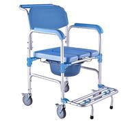 Sedia da toilette Sedia da doccia Sedile WC bariatrico Sedia a rotelle mobile pieghevole con maniglie antiscivolo e poggiapiedi a secchio for anziani Sicurezza nel bagno