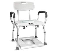 Sedia da toilette Sedia da WC for il bagno di casa Comodino for anziani regolabile in altezza con supporto for il bagno con poggiagambe antiscivolo Sicurezza nel bagno