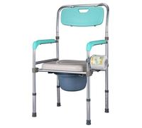 Sedia da toilette Sedia pieghevole for assistenza domiciliare Sedile WC bariatrico Panca da doccia leggera con paraspruzzi/secchio/coperchio imbottito ultra-premium Sicurezza nel bagno