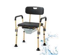 Sedia da Toilette Sedia wc per Anziani,Sedia con WC Regolabile in Altezza,Sedia da Doccia per Disabili con Seduta e Secchio per WC per Anziani e Donne Incinte,Portata Fino a 150 kg (A)