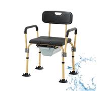 Sedia da Toilette Sedia wc per Anziani,Sedia con WC Regolabile in Altezza,Sedia da Doccia per Disabili con Seduta e Secchio per WC per Anziani e Donne Incinte,Portata Fino a 150 kg (B)