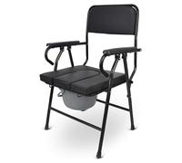 Sedia da toilette Sedile comodino extra largo for assistenza domiciliare sedia da toilette pieghevole sgabello da bagno in gravidanza resistente for anziani, cuscino imbottito Sicurezza nel bagno