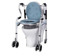 Sedia da toilette Sedile WC bariatrico pieghevole for sedia da comodino con ruote a secchio/coperchio for un facile trasferimento degli anziani, ausilio for la deambulazione for disabili Sicurezza nel